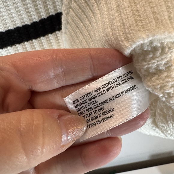 Ava & Viv Sweater 1X NWT White Black Stripe Crew Neck Rib Knit Pullover - Picture 7 of 7